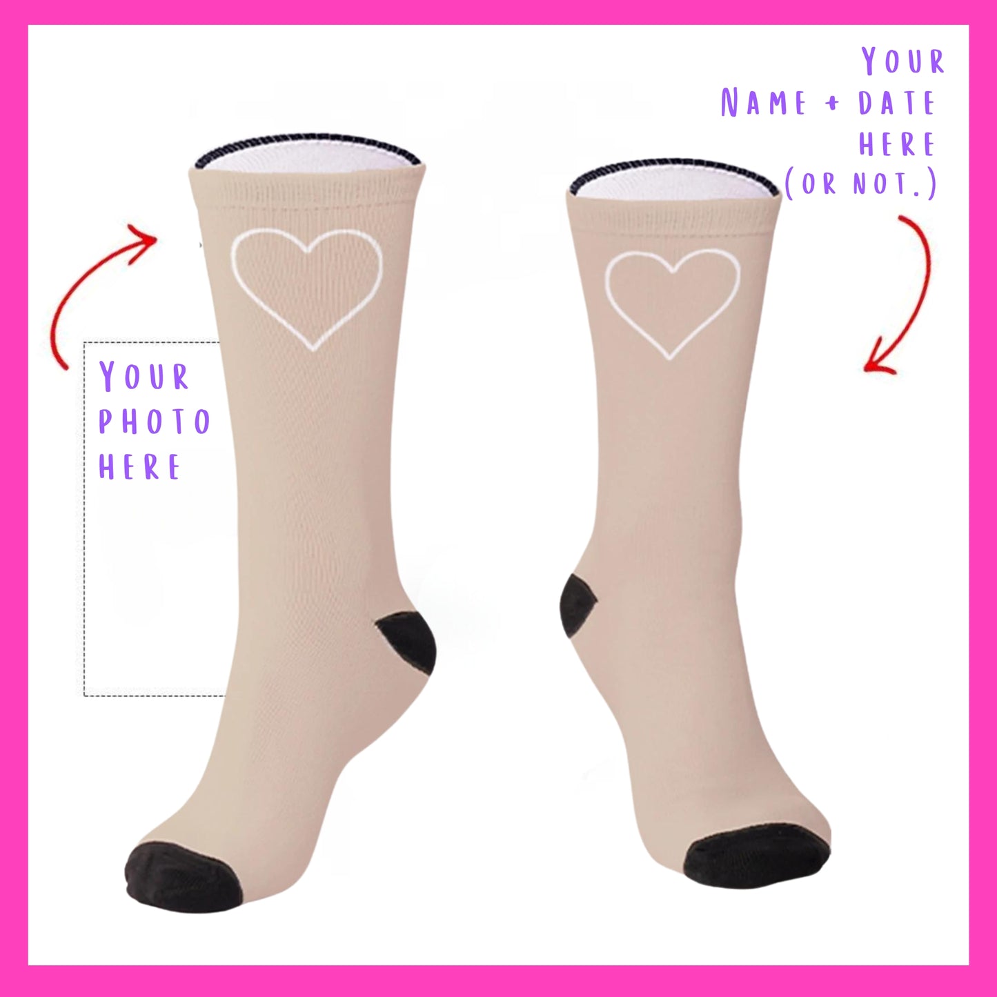 The Lovebirds - Custom Heart Photo Socks