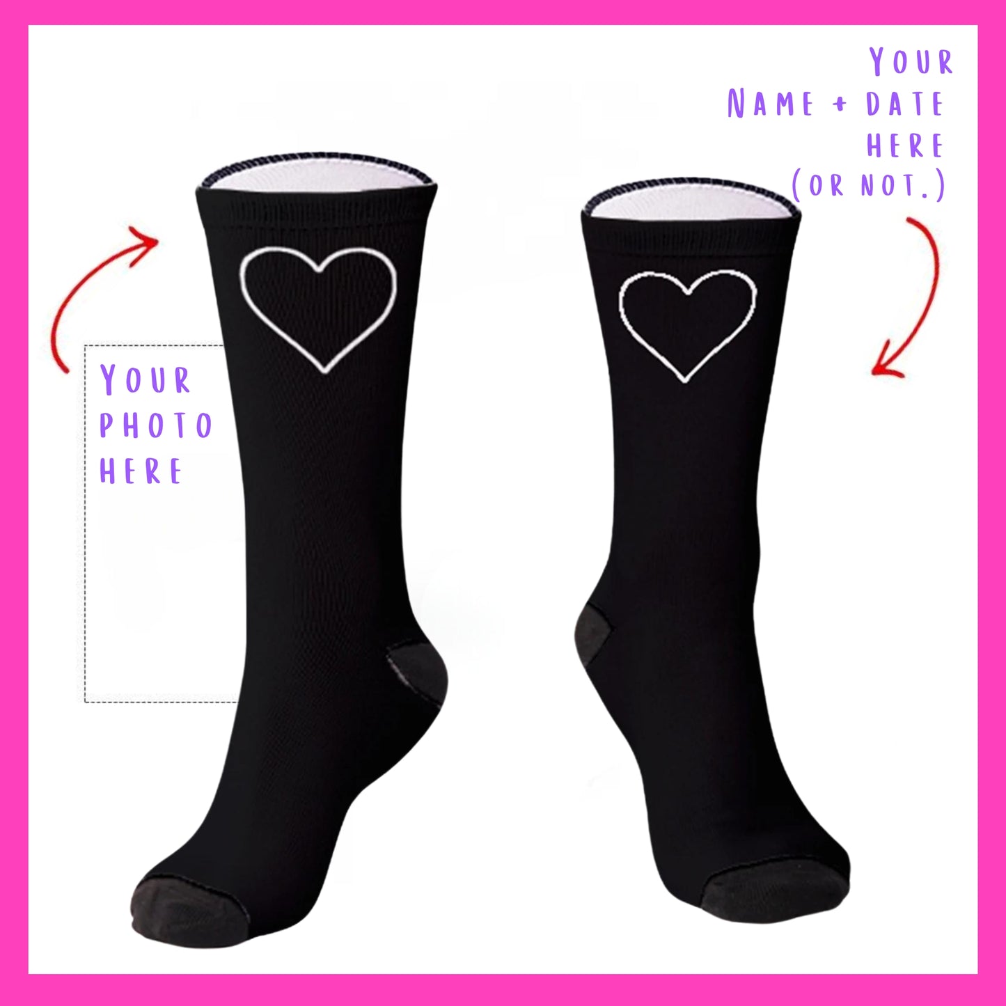 The Lovebirds - Custom Heart Photo Socks