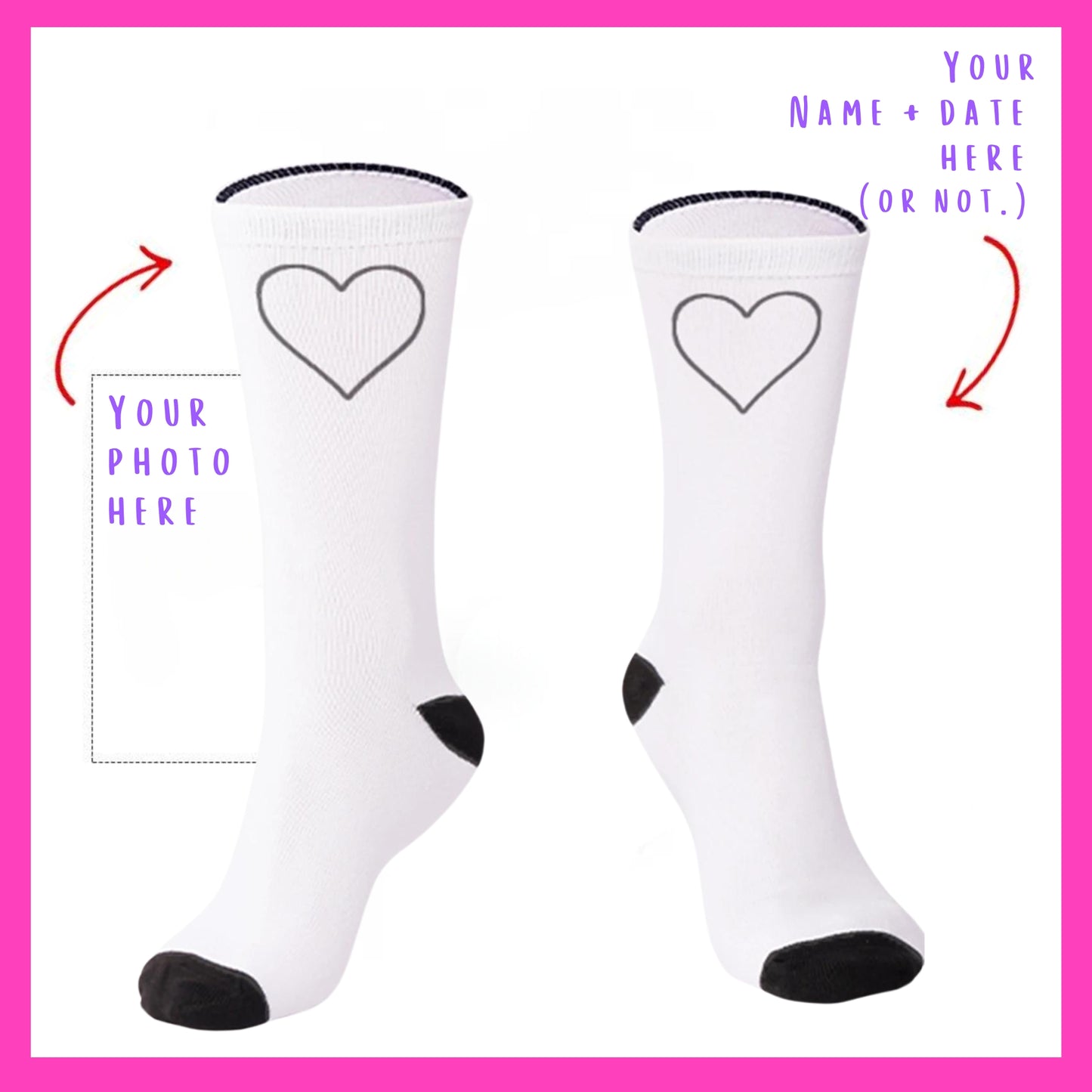 The Lovebirds - Custom Heart Photo Socks