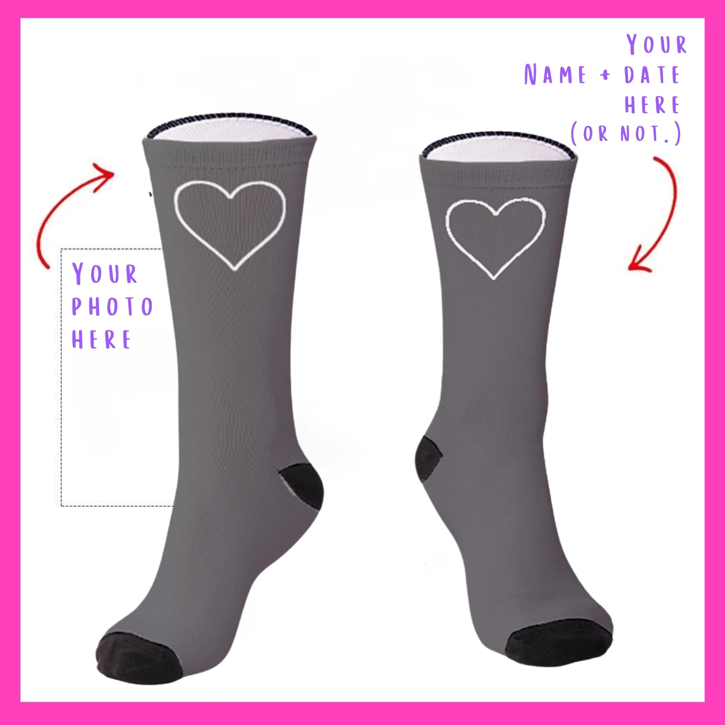 The Lovebirds - Custom Heart Photo Socks