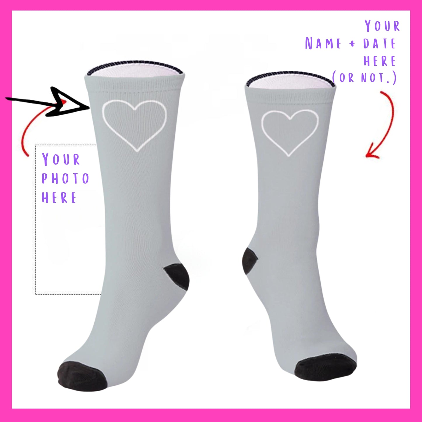 The Lovebirds - Custom Heart Photo Socks