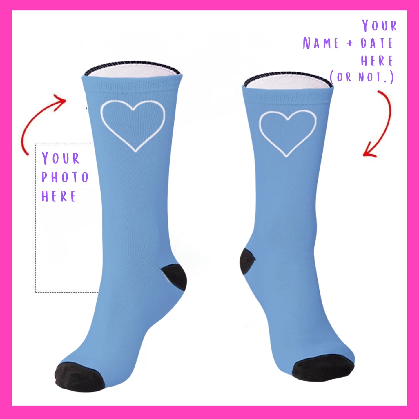 The Lovebirds - Custom Heart Photo Socks