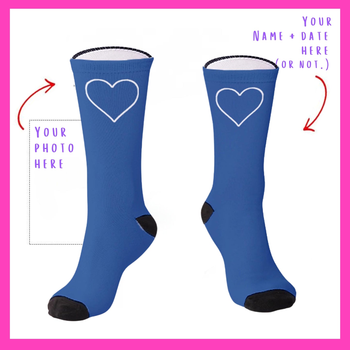 The Lovebirds - Custom Heart Photo Socks