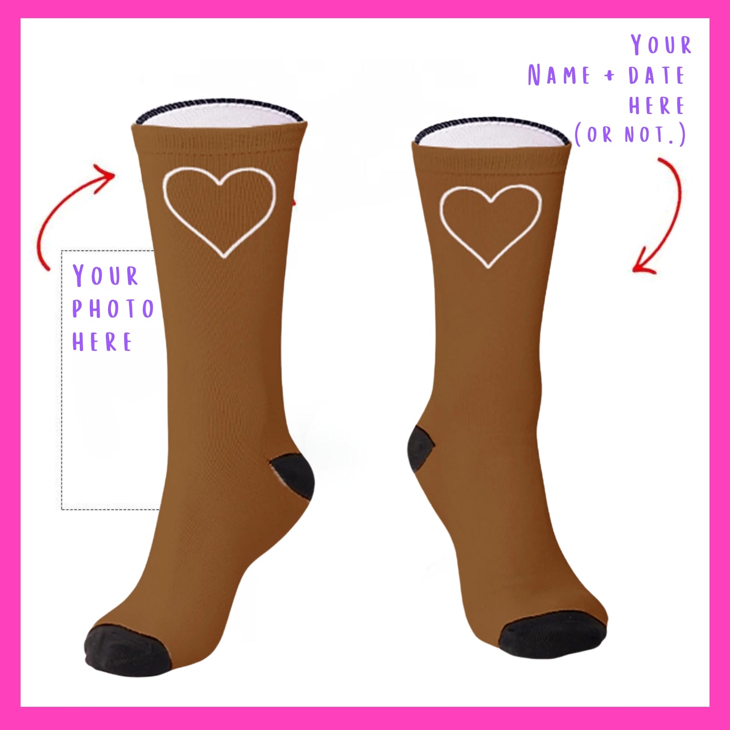 The Lovebirds - Custom Heart Photo Socks