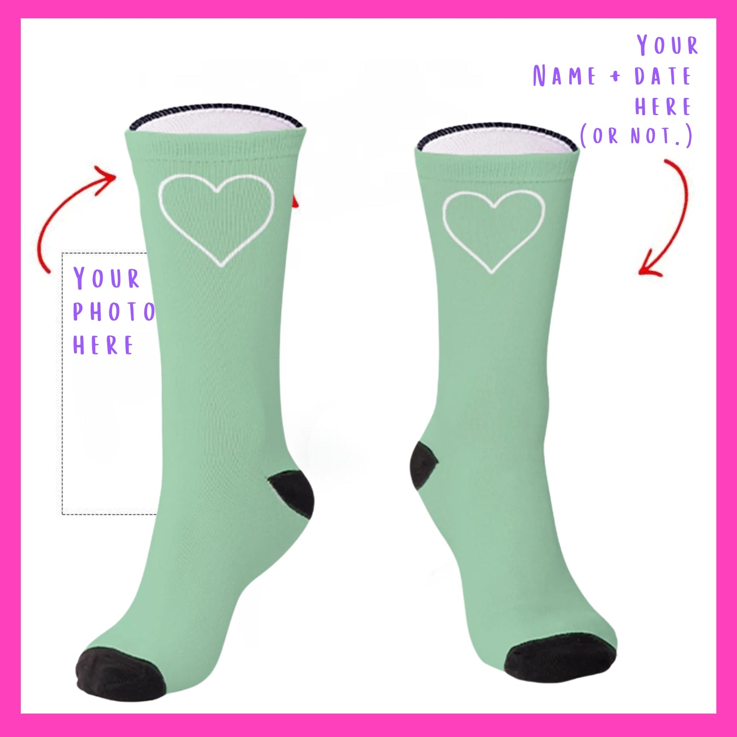 The Lovebirds - Custom Heart Photo Socks