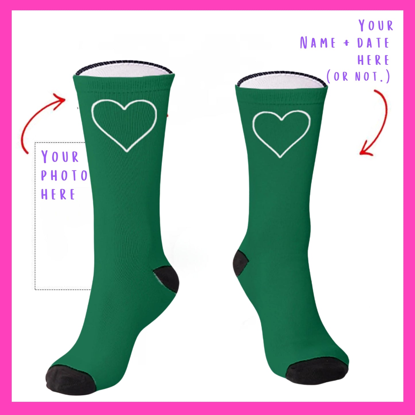 The Lovebirds - Custom Heart Photo Socks