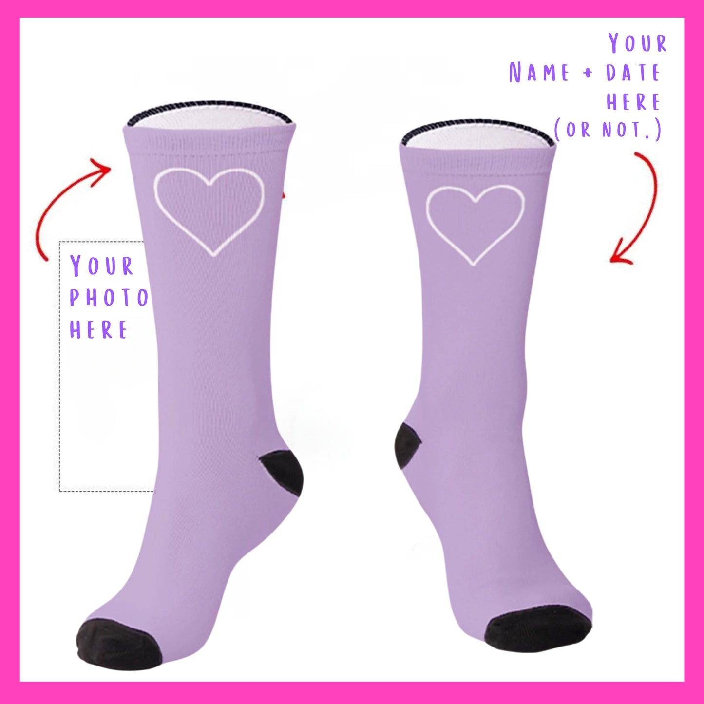 The Lovebirds - Custom Heart Photo Socks