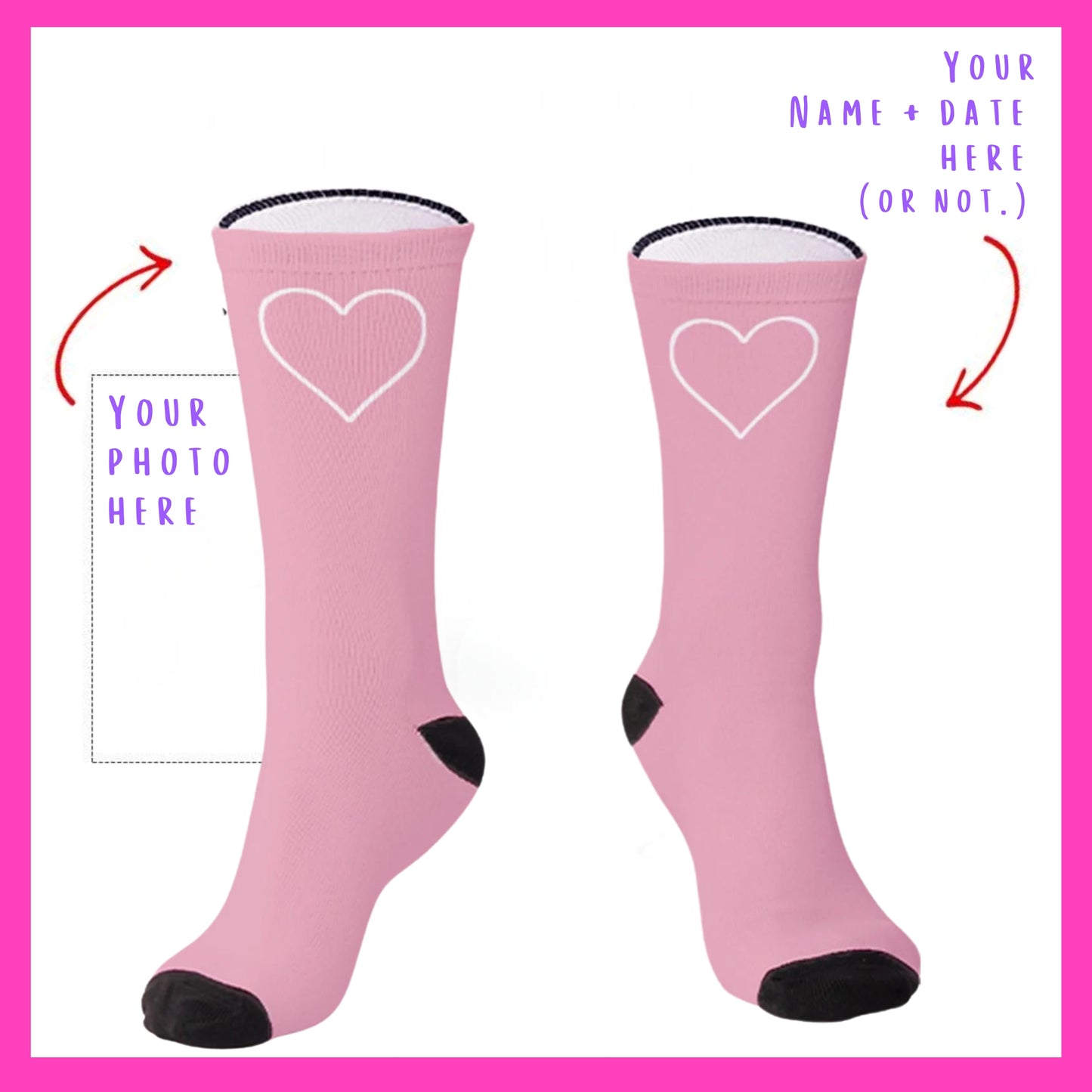 The Lovebirds - Custom Heart Photo Socks