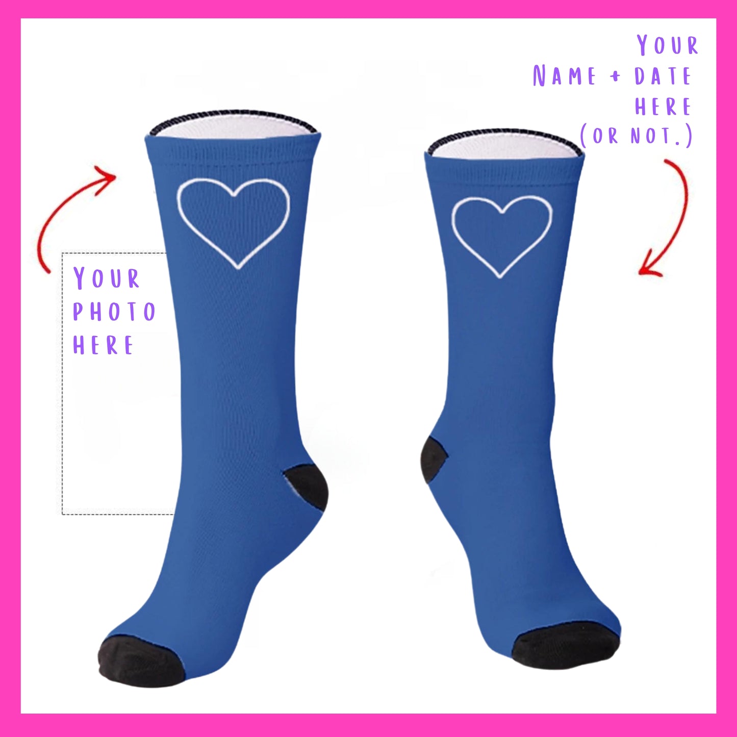 The Lovebirds - Custom Heart Photo Socks