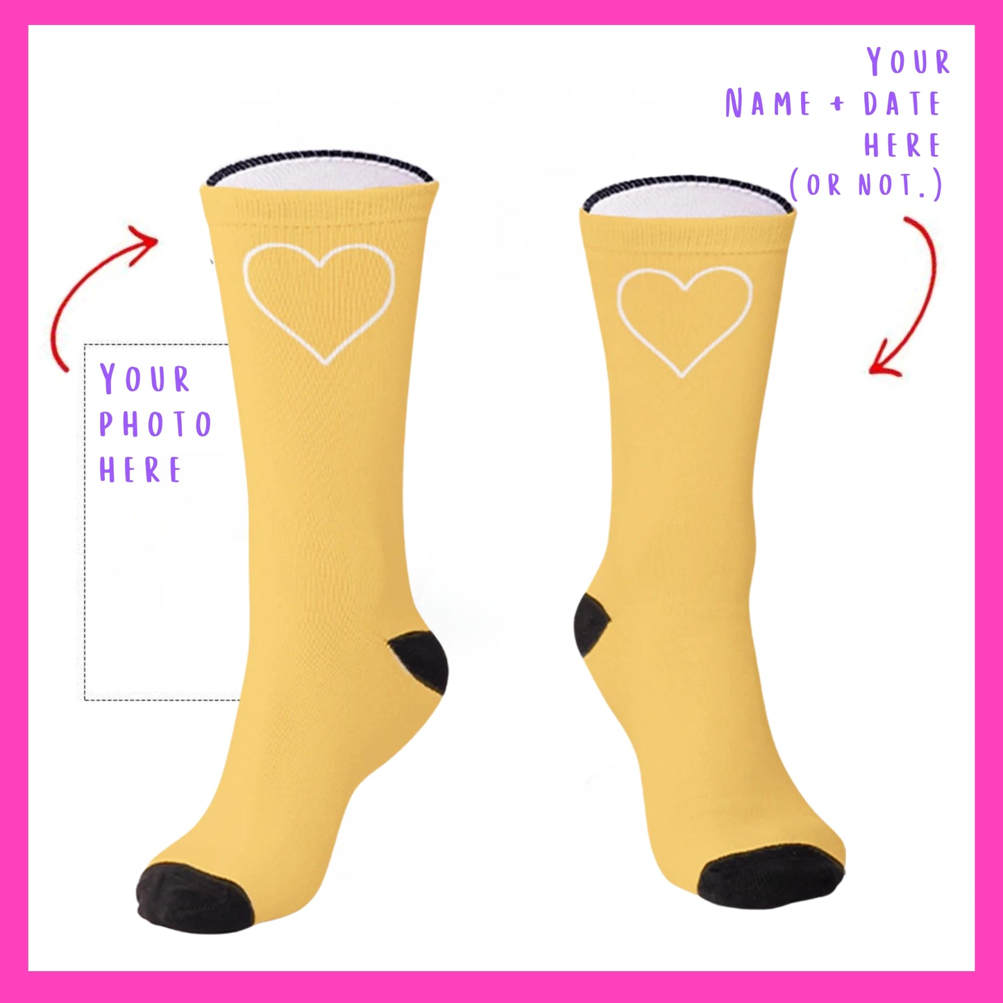 The Lovebirds - Custom Heart Photo Socks